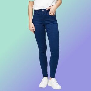 Dark Blue Mid-High-Rise Skinny Jeans